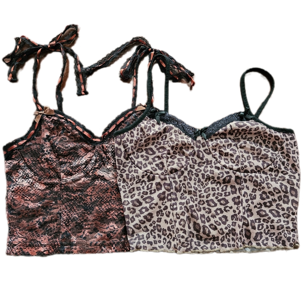 Animal Print Crop Top Bundle Women's Small Y2K Lingerie Going Out Clubwear Rave